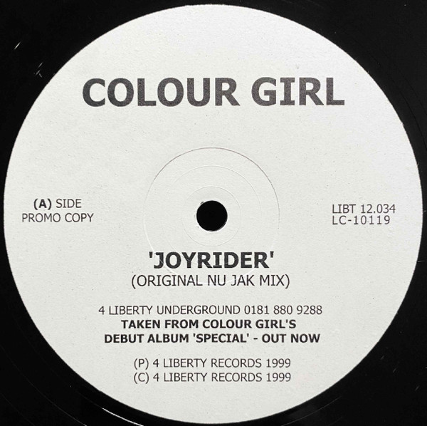 Joyrider by Colour Girl - 12", Promo, UK. 1999. Electronic/UK Garage Very Good Plus (VG+) Not Graded - vinyl For Sale in Nottingham. - 1