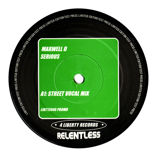 Serious by Maxwell D - 12", Ltd, Promo, TP, UK. 2001. Electronic/UK Garage Very Good Plus (VG+) Near Mint (NM or M-) vinyl Nottingham.