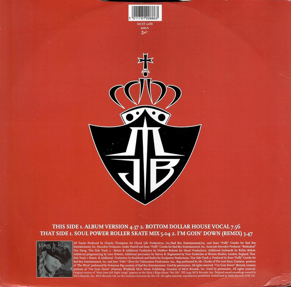 Mary Jane (All Night Long) by Mary J. Blige - 12", Single, UK. 1995. Electronic, Funk / Soul/House, Contemporary R&B Very Good (VG) Very Good (VG) - vinyl For Sale in Nottingham. - 2