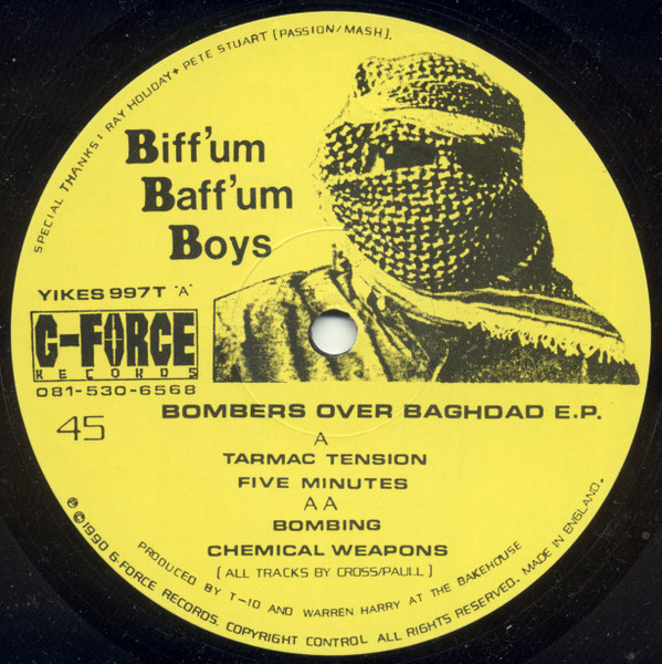 Bombers Over Baghdad E.P. by Biff'um Baff'um Boys - 12", EP, UK. 1990. Electronic/Techno Very Good Plus (VG+) Mint (M) vinyl Nottingham.