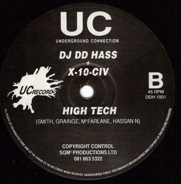 Hi Tec Muuusic by DJ DD Hass + X-10-CIV* - 12", UK. 1991. Electronic/Breakbeat, Hardcore, Techno Very Good Plus (VG+) Generic - vinyl For Sale in Nottingham. - 2