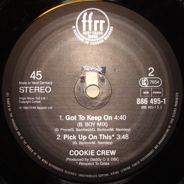 Got To Keep On by Cookie Crew* - 12", Maxi, Europe. 1989. Electronic, Hip Hop/House, Electro Near Mint (NM or M-) Very Good Plus (VG+) - vinyl For Sale in Nottingham. - 4
