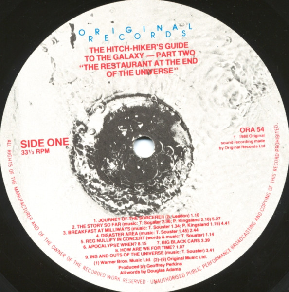 The Hitch-Hiker's Guide To The Galaxy Part Two: The Restaurant At The End Of The Universe by Douglas Adams - LP, Album, UK. 1980. Non-Music/Radioplay, Comedy Very Good (VG) Very Good (VG) - vinyl For Sale in Nottingham. - 3