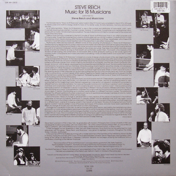 Music For 18 Musicians by Steve Reich - LP, Album, RE, RP, Germany. 0. Classical/Minimalism, Post-Modern, Contemporary Good (G) Generic - vinyl For Sale in Nottingham. - 2
