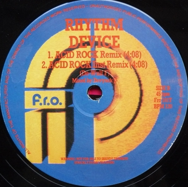 Acid Rock by Rhythm Device - 12", Single, UK. 1990. Electronic/Hard Beat, New Beat Very Good Plus (VG+) Very Good Plus (VG+) - vinyl For Sale in Nottingham. - 4