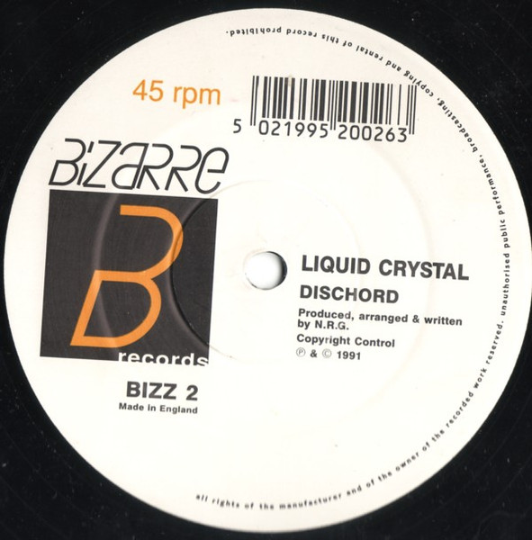 Inner Sense / Dischord by Liquid Crystal - 12", UK. 1991. Electronic/Breakbeat, Hardcore, Techno Very Good Plus (VG+) Very Good (VG) - vinyl For Sale in Nottingham. - 2