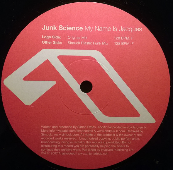 My Name Is Jacques by Junk Science - 12", UK. 2007. Electronic/Progressive House, House Mint (M) Very Good Plus (VG+) - vinyl For Sale in Nottingham. - 4