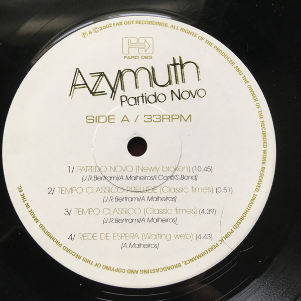 Partido Novo by Azymuth - LP, UK. 2002. Electronic/Latin, Future Jazz Mint (M) Very Good Plus (VG+) - vinyl For Sale in Nottingham. - 3