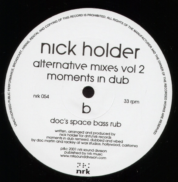 Alternative Mixes Vol. 2 by Nick Holder - 12", UK. 2001. Electronic/House, Dub, Deep House Near Mint (NM or M-) Near Mint (NM or M-) - vinyl For Sale in Nottingham. - 4