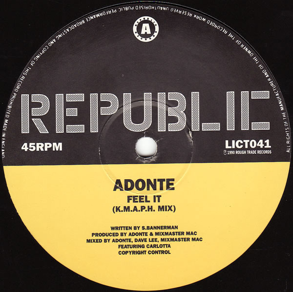 Feel It by Adonte - 12", UK. 1990. Electronic/House, Deep House Very Good Plus (VG+) Very Good (VG) - vinyl For Sale in Nottingham. - 3