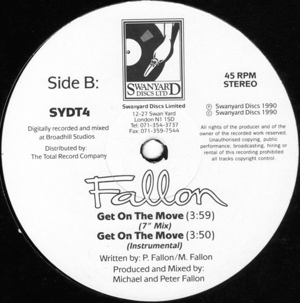 Get On The Move by Fallon - 12", UK. 1990. Electronic/House Very Good Plus (VG+) Very Good Plus (VG+) - vinyl For Sale in Nottingham. - 3