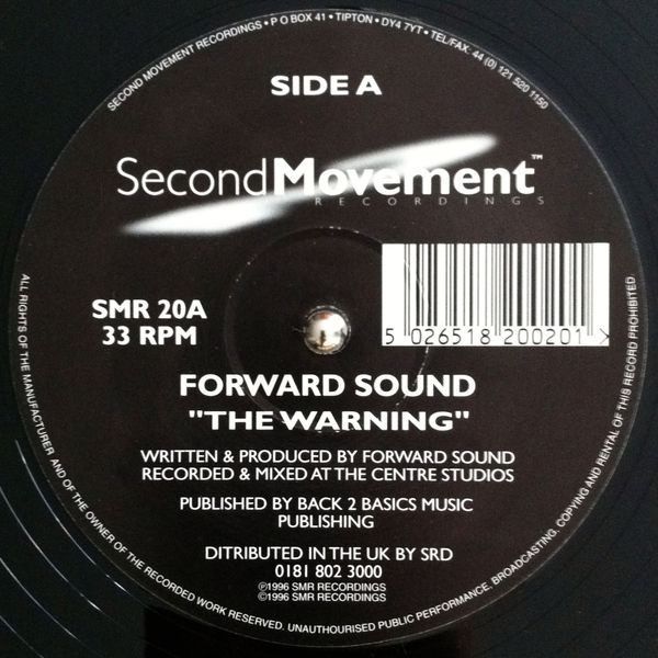 The Warning / Look Out by Forward Sound - 12", UK. 1996. Electronic/Drum n Bass Very Good Plus (VG+) Generic vinyl Nottingham.