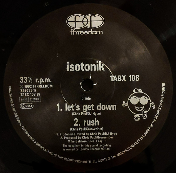 The Isotonik E.P. by Isotonik - 12", EP, UK & Europe. 1992. Electronic/Breakbeat, Hardcore Very Good (VG) Generic - vinyl For Sale in Nottingham. - 4