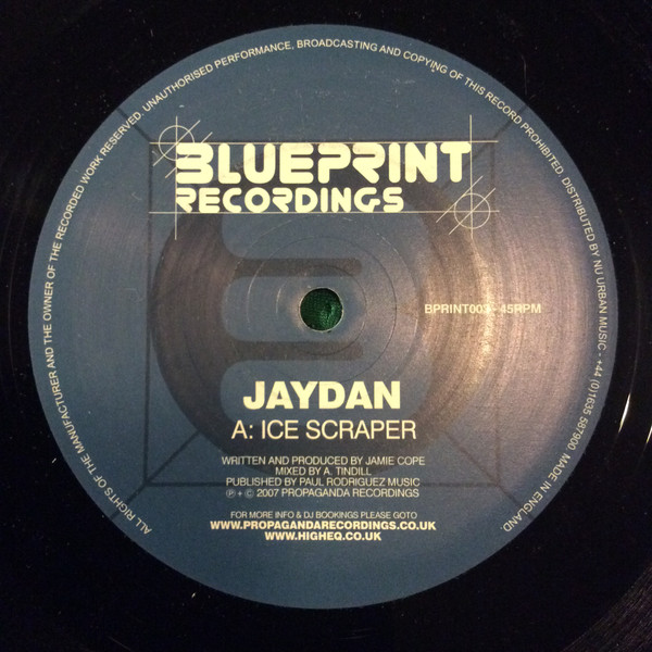 Ice Scraper / The Secret by Jaydan - 12", UK. 2007. Electronic/Drum n Bass Very Good Plus (VG+) Very Good Plus (VG+) vinyl Nottingham.