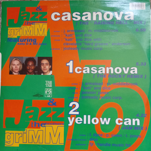 Casanova by Jazz & The Brothers Grimm - 12", UK. 1990. Electronic/House, Hip-House Near Mint (NM or M-) Very Good (VG) - vinyl For Sale in Nottingham. - 2