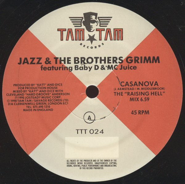 Casanova by Jazz & The Brothers Grimm - 12", UK. 1990. Electronic/House, Hip-House Near Mint (NM or M-) Very Good (VG) - vinyl For Sale in Nottingham. - 3