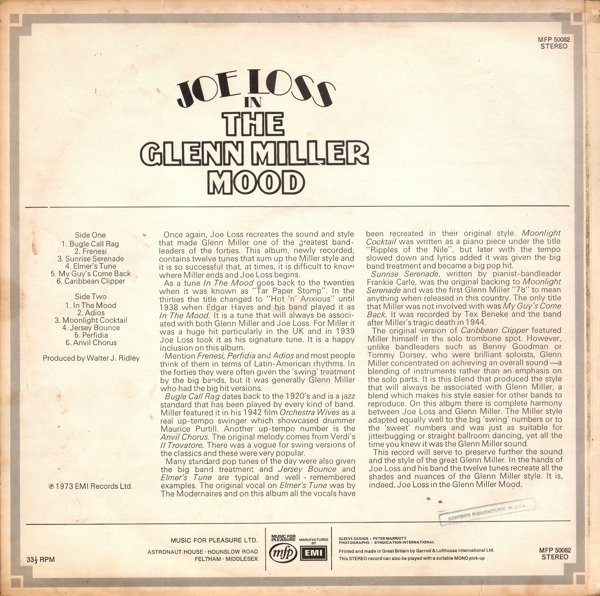Joe Loss In The Glenn Miller Mood by Joe Loss - LP, Album, UK. 1973. Jazz/Big Band Very Good (VG) Very Good (VG) - vinyl For Sale in Nottingham. - 2