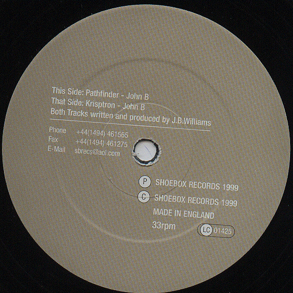 Krisptron / Pathfinder by John B - 12", Smplr, UK. 1999. Electronic/Drum n Bass Very Good Plus (VG+) Generic vinyl Nottingham.