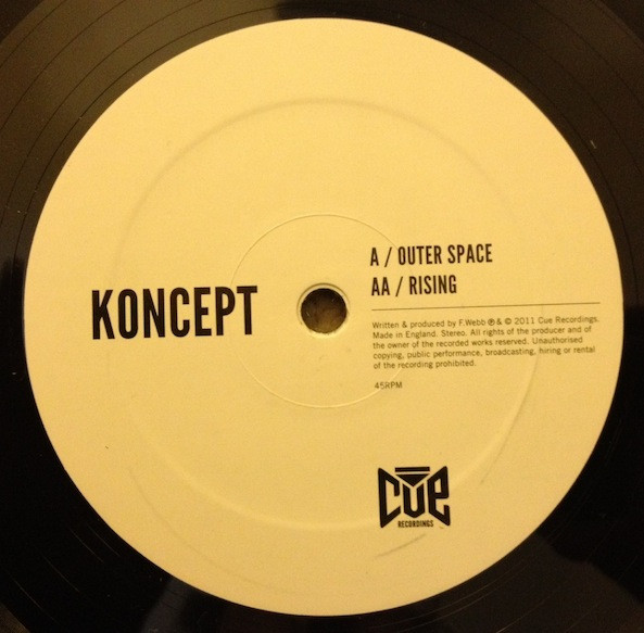 Outer Space / Rising by Koncept (6) - 12", UK. 2012. Electronic/Drum n Bass Very Good Plus (VG+) Very Good Plus (VG+) vinyl Nottingham.