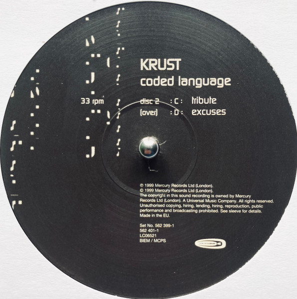 Coded Language by Krust - 6x12", Album, UK. 1999. Electronic/Drum n Bass Very Good (VG) Good Plus (G+) - vinyl For Sale in Nottingham. - 5