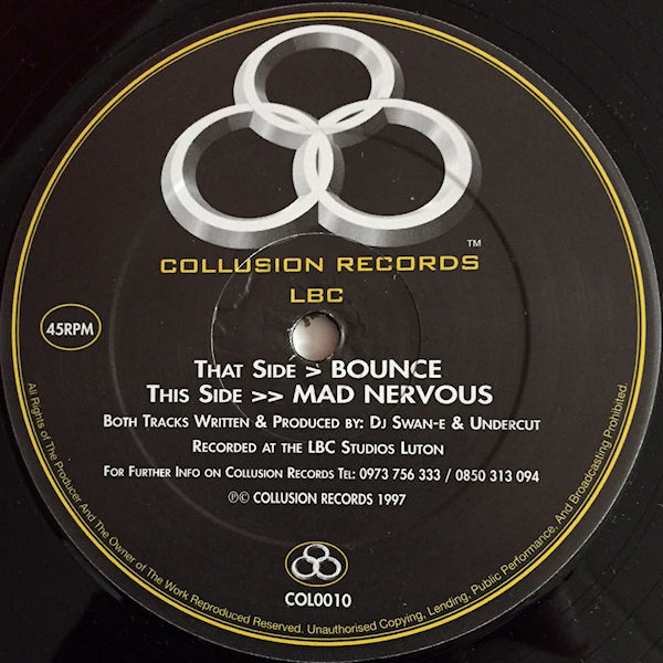Mad Nervous / Bounce by LBC* - 12", UK. 1997. Electronic/Drum n Bass Very Good Plus (VG+) Near Mint (NM or M-) vinyl Nottingham.