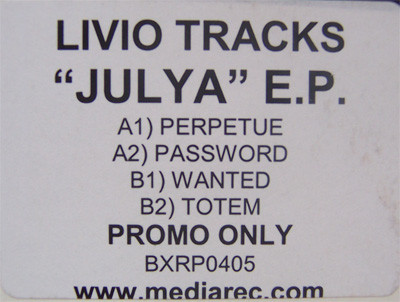 "Julya" E.P. by Livio Tracks - 12", EP, UK. 2002. Electronic/Techno Very Good (VG) Very Good Plus (VG+) - vinyl For Sale in Nottingham. - 2