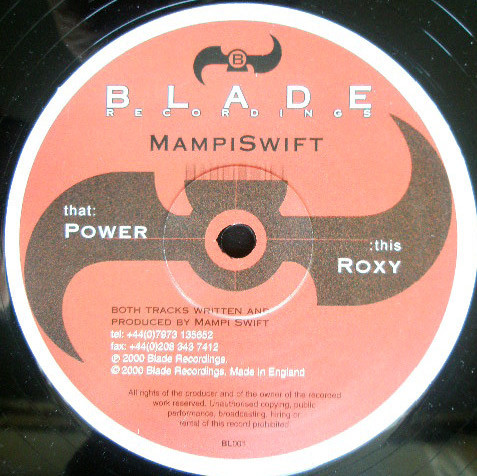 Power / Roxy by Mampi Swift - 12", UK. 2000. Electronic/Drum n Bass Very Good Plus (VG+) Generic vinyl Nottingham.