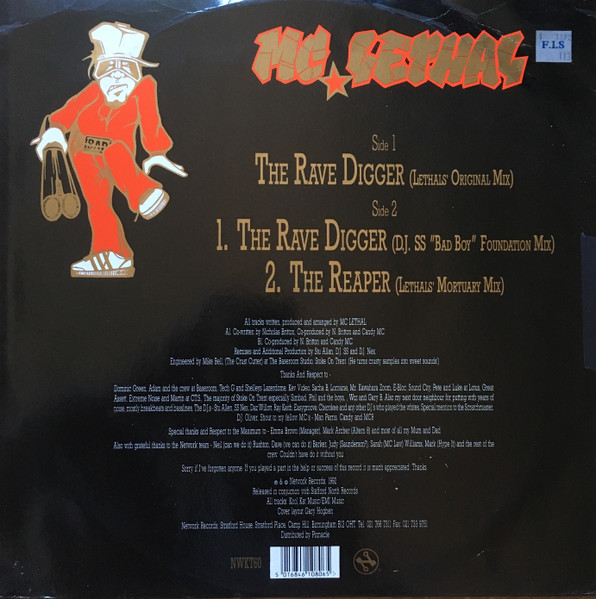The Rave Digger by MC Lethal - 12", UK. 1992. Electronic/Breakbeat, Hardcore Very Good Plus (VG+) Generic - vinyl For Sale in Nottingham. - 2