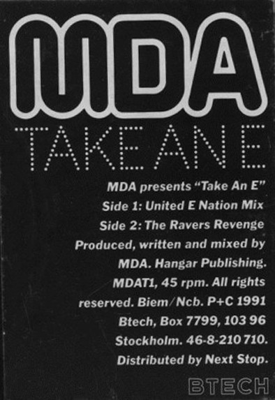 Take An E by MDA - 12", Sweden. 1991. Electronic/Hardcore, Techno Very Good (VG) Generic - vinyl For Sale in Nottingham. - 3