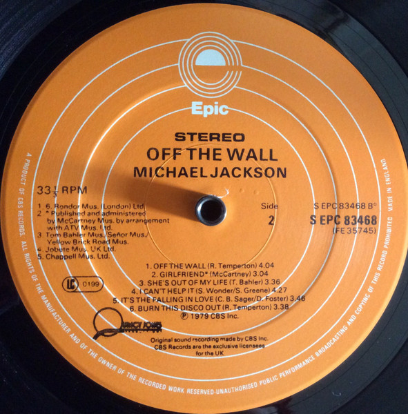 Off The Wall by Michael Jackson - LP, Album, Gat, UK. 1979. Jazz, Funk / Soul, Pop/Rhythm & Blues, Soul, Disco, Ballad Very Good (VG) Very Good (VG) - vinyl For Sale in Nottingham. - 4