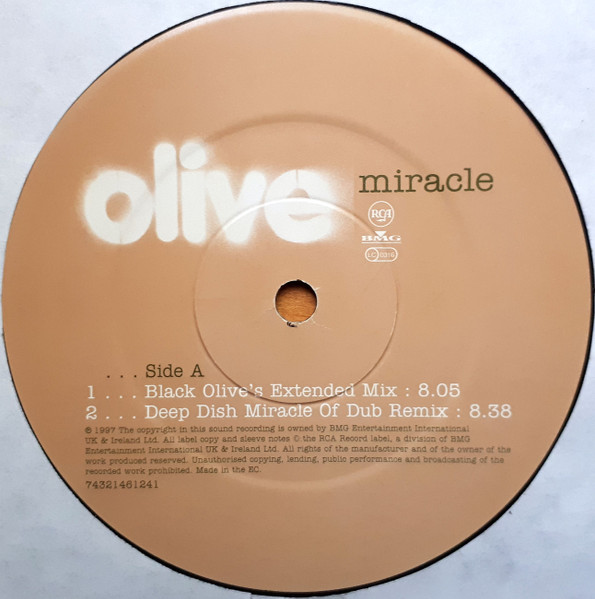 Miracle by Olive - 12", UK. 1997. Electronic/Breakbeat, Drum n Bass, Deep House Very Good (VG) Good Plus (G+) - vinyl For Sale in Nottingham. - 3