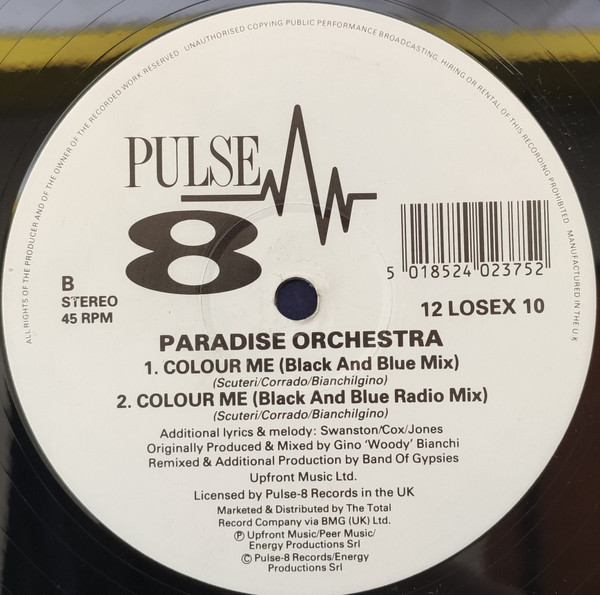 Colour Me by Paradise Orchestra - 12", UK. 1991. Electronic/Italo House, House Very Good (VG) Generic - vinyl For Sale in Nottingham. - 2