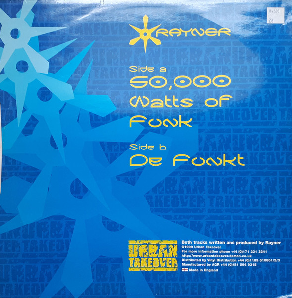 50,000 Watts Of Funk / De Funkt by Rayner - 12", UK. 1999. Electronic/Jungle Near Mint (NM or M-) Very Good Plus (VG+) - vinyl For Sale in Nottingham. - 2