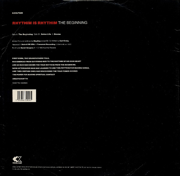 The Beginning by Rhythim Is Rhythim - 12", UK. 1990. Electronic/Techno Very Good (VG) Very Good (VG) - vinyl For Sale in Nottingham. - 2