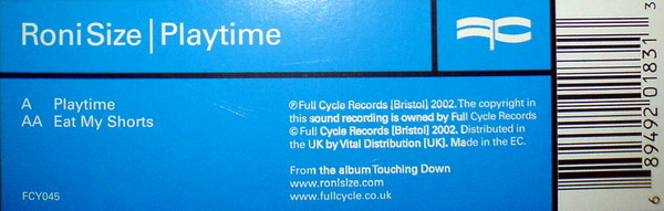 Playtime /  Eat My Shorts by Roni Size - 12", Single, UK. 2002. Electronic/Drum n Bass Very Good Plus (VG+) Very Good Plus (VG+) - vinyl For Sale in Nottingham. - 2