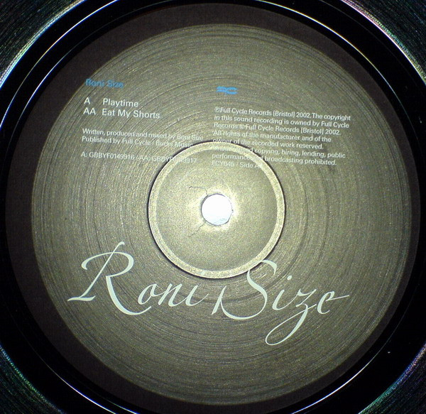 Playtime /  Eat My Shorts by Roni Size - 12", Single, UK. 2002. Electronic/Drum n Bass Very Good Plus (VG+) Very Good Plus (VG+) - vinyl For Sale in Nottingham. - 3