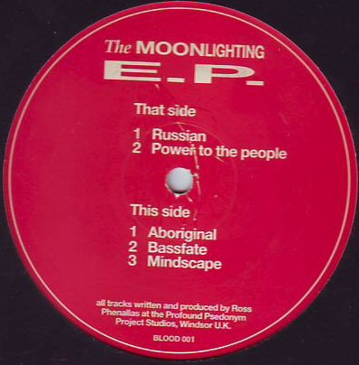 The Moonlighting E.P. by Ross Phenallas - 12", EP, Ltd, Red, UK. 1993. Electronic/Hardcore, Techno Very Good Plus (VG+) Generic vinyl Nottingham.