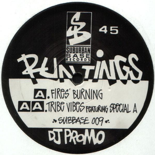 Fires' Burning / Tribe Vibes by Run Tings - 12", Promo, UK. 1992. Electronic/Breakbeat, Hardcore Near Mint (NM or M-) Generic vinyl Nottingham.