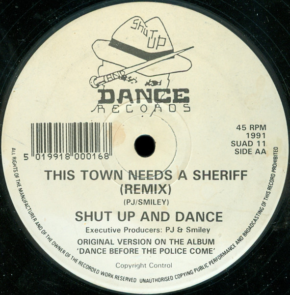 Derek Went Mad (Remix) / This Town Needs A Sheriff (Remix) by Shut Up & Dance - 12", UK. 1991. Electronic/Breakbeat Near Mint (NM or M-) Very Good (VG) - vinyl For Sale in Nottingham. - 2