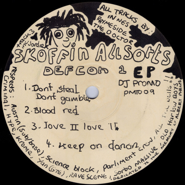 Defcon 1 EP by Skoffin Allsorts - 12", EP, Promo, UK. 1992. Electronic/Breakbeat, Hardcore Very Good (VG) Generic vinyl Nottingham.