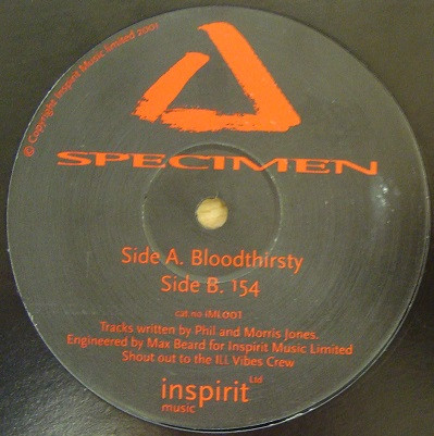 Bloodthirsty / 154 by Specimen A - 12", UK. 2001. Electronic/Drum n Bass Good Plus (G+) Generic - vinyl For Sale in Nottingham. - 2