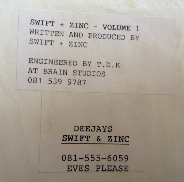 Vol 1 by Swift+Zinc* - 12", W/Lbl, Sta, UK. 1993. Electronic/Breakbeat, Hardcore Very Good (VG) Generic - vinyl For Sale in Nottingham. - 2