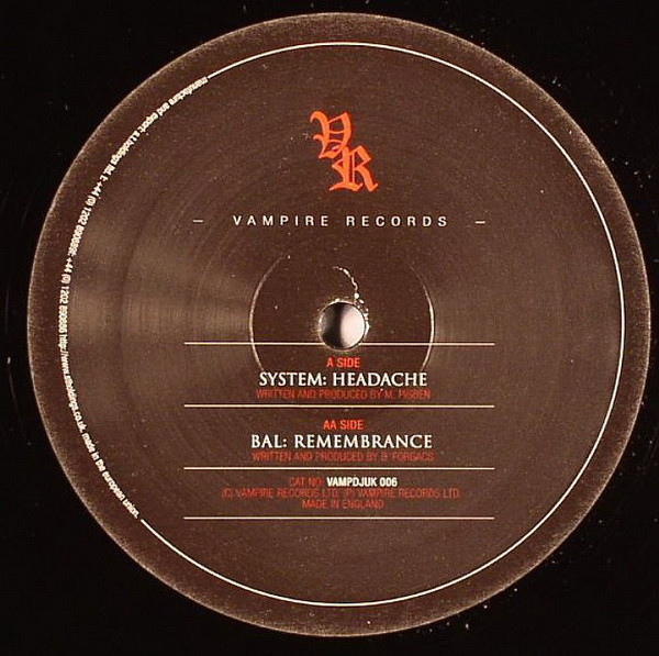 Headache / Remembrance by System (9) / Bal (2) - 12", UK. 2008. Electronic/Drum n Bass Near Mint (NM or M-) Near Mint (NM or M-) - vinyl For Sale in Nottingham. - 2