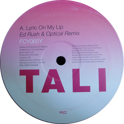 Lyric On My Lip by Tali - 12", UK. 2004. Electronic/Drum n Bass Very Good (VG) Very Good (VG) - vinyl For Sale in Nottingham. - 3