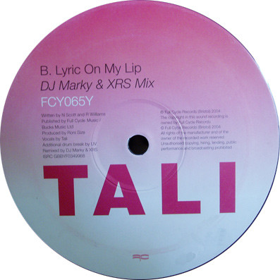 Lyric On My Lip by Tali - 12", UK. 2004. Electronic/Drum n Bass Very Good (VG) Very Good (VG) - vinyl For Sale in Nottingham. - 4