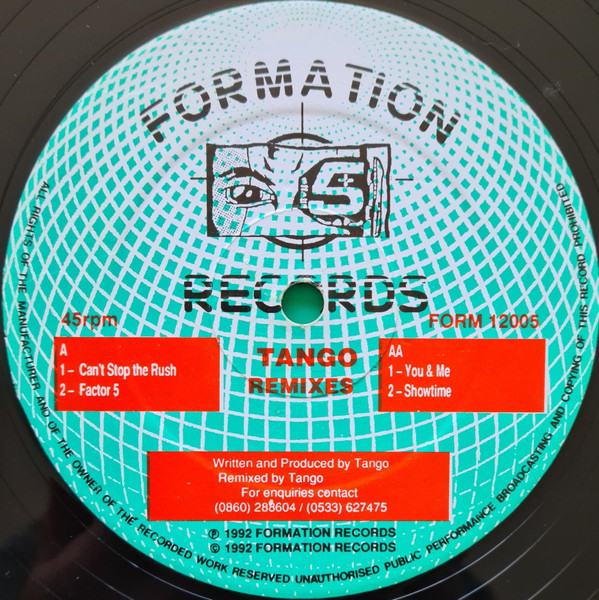 Remixes by Tango - 12", UK. 1992. Electronic/Breakbeat, Hardcore Very Good (VG) Near Mint (NM or M-) - vinyl For Sale in Nottingham. - 3