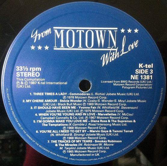 From Motown With Love by Various - 2xLP, Comp, UK. 1987. Funk / Soul, Pop/Soul, Ballad Near Mint (NM or M-) Very Good Plus (VG+) - vinyl For Sale in Nottingham. - 7