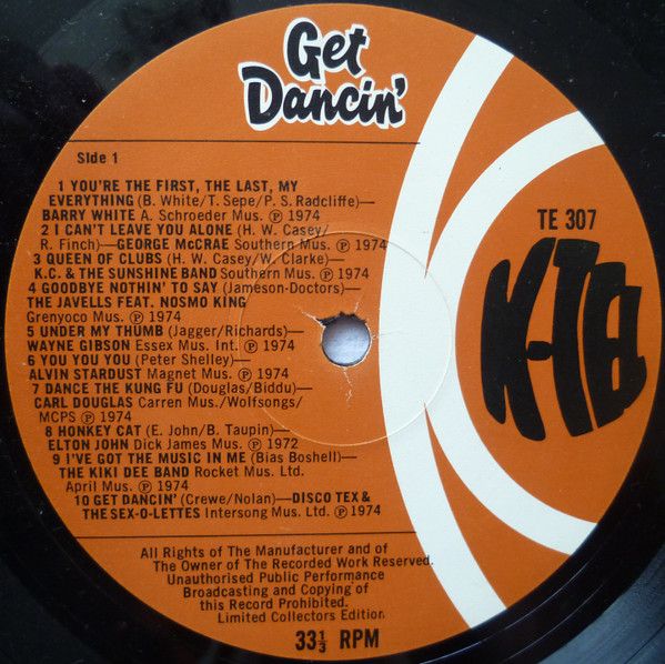 Get Dancin' by Various - LP, Comp, Ltd, UK & Ireland. 1975. Rock, Reggae, Funk / Soul/Pop Rock, Disco Near Mint (NM or M-) Very Good Plus (VG+) - vinyl For Sale in Nottingham. - 3
