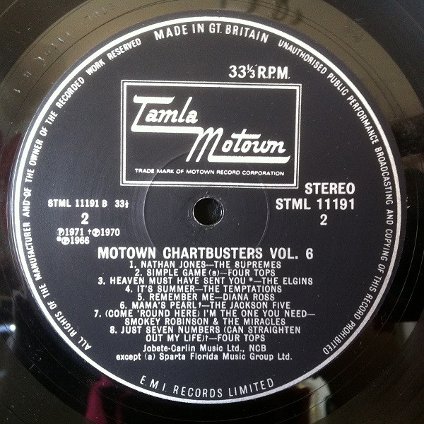 Motown Chartbusters Vol. 6 by Various - LP, Comp, UK. 1971. Funk / Soul/Soul Very Good (VG) Very Good Plus (VG+) - vinyl For Sale in Nottingham. - 4