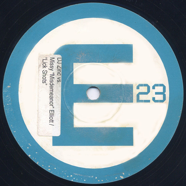 E 23 (Lick Shots) / Point 23 by DJ Zinc vs. Missy "Misdemeanor" Elliott* / Jammin' - 12", Unofficial, Sti, UK. 2001. Electronic/Breakbeat, UK Garage Very Good (VG) Generic vinyl Nottingham.
